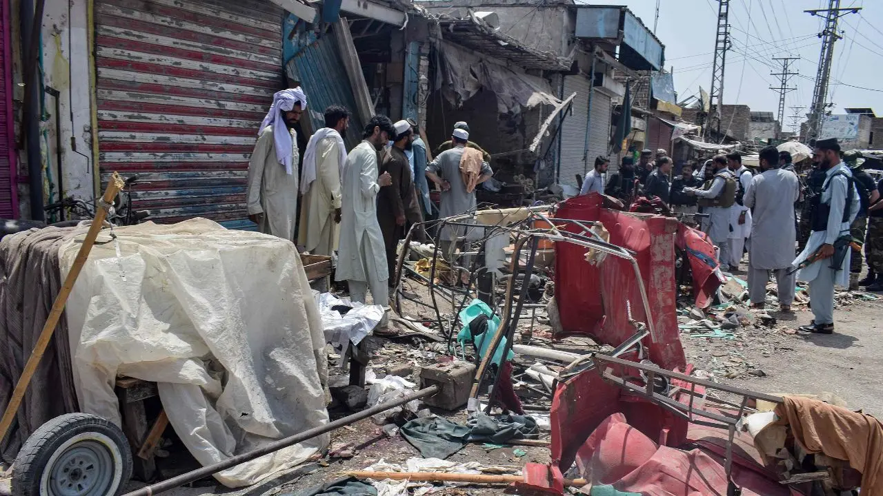 Eight killed, 35 injured in suicide bombing at Pakistan's Lakki Marwat Security personnel inspect the blast site, Sarai Naurang area of Pakistan’s Lakki Marwat district, Pic/AFP